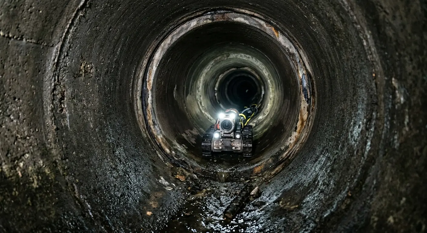 Robotic sewer camera inspecting pipe interior for Sewer Line Repair in South Heidelberg